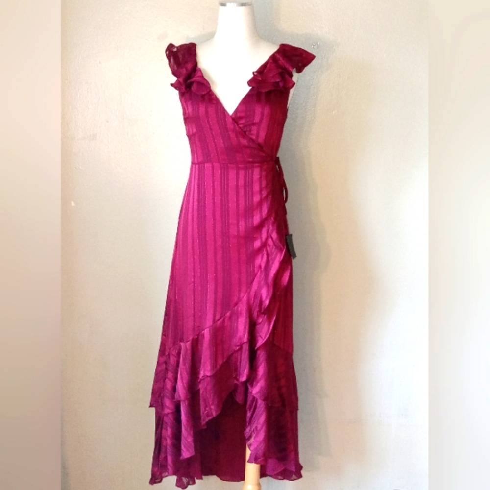 #13 Burgendy Lulus Ruffle Dress !